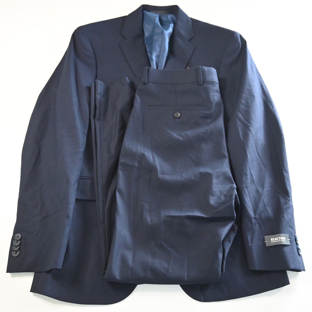 NEW Kenneth Cole Reaction 38R 33x30 Navy Blue‎ Technicole Mens Jacket Pants Suit